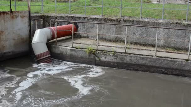 Dirty sewage water tube — Stock Video
