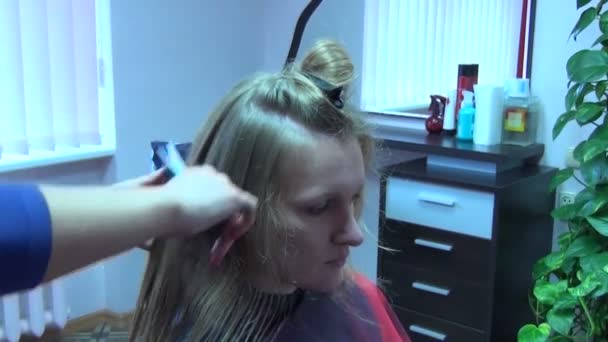 Hairdresser salon woman — Stock Video