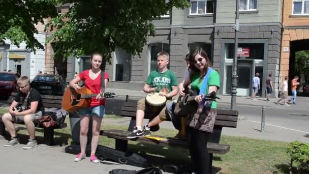 Banda per bambini chitarra batteria — Video Stock