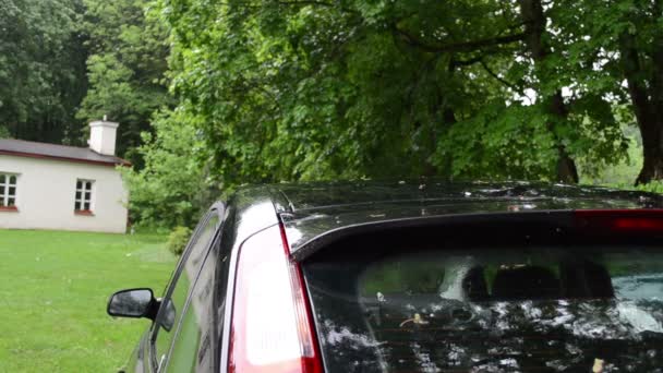 Car rain water drop — Stock Video