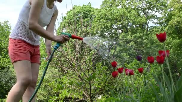 Farm girl tubo dell'acqua — Video Stock