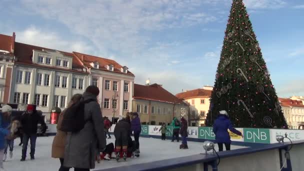 Eis Menschen Weihnachtsbaum — Stockvideo