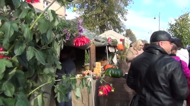 Folk skörd stall — Stockvideo