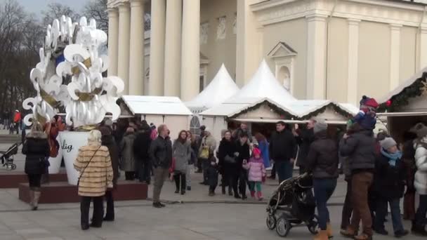 Persone città mercato inverno — Video Stock