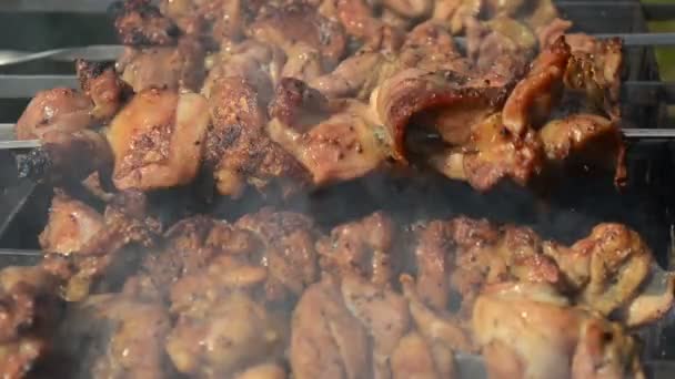 Fresh meat bake closeup — Stock Video