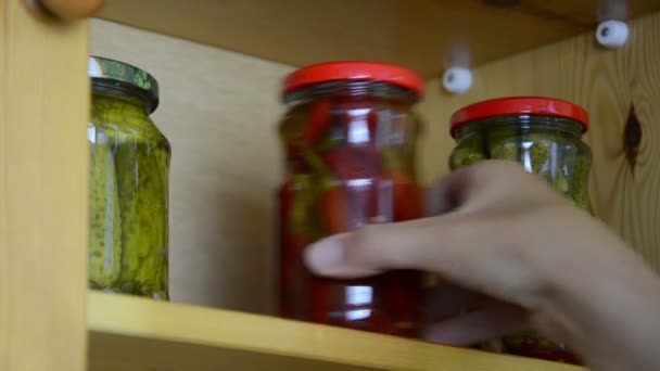 Shelf jars — Stock Video