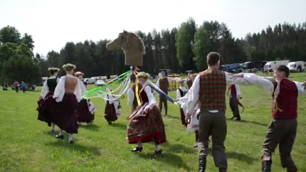 People dance horse head — Stock Video