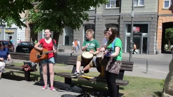 Batería de guitarra banda de niños — Vídeos de Stock