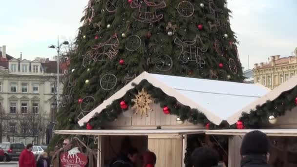 公正なストールのクリスマス ツリー — ストック動画