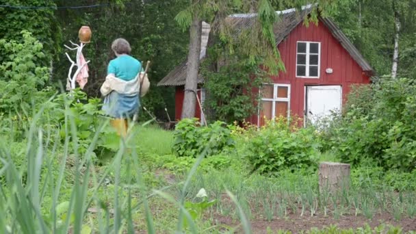 Kvinna i trädgården — Stockvideo