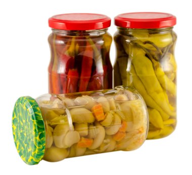 beyaz izole Marine biber champignon kavanoz  