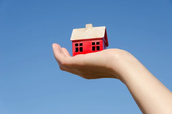 Casa de hierro en miniatura en palmera sobre fondo cielo —  Fotos de Stock