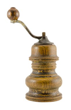 antique wooden pepper grinder isoalted on white   clipart