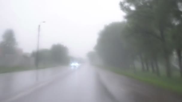 Ogromny deszcz szyby samochodowe — Wideo stockowe
