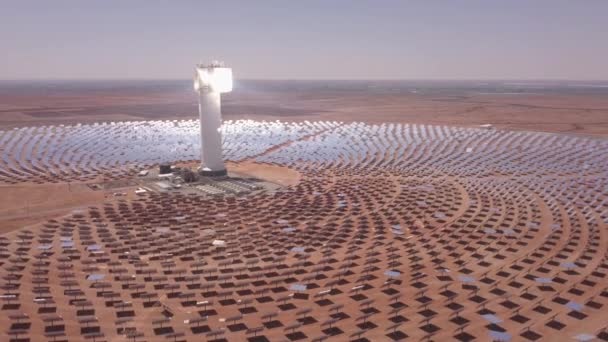 Aerial Solar Farm Water Tower — Stockvideo