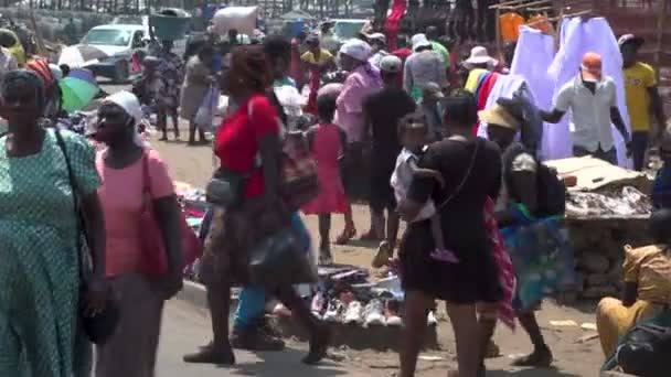 Centro África Escena Calle Del Mercado Ciudad Ocupada — Vídeo de stock