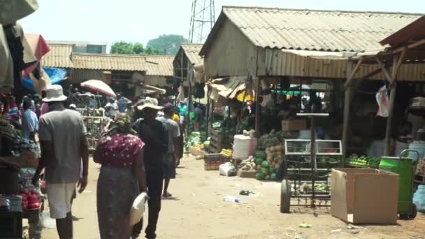 Downtown Afrikanska Marknaden Gatumiljö Upptagen Stad — Stockvideo