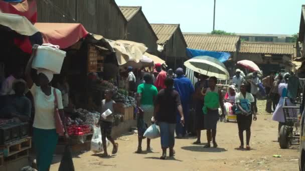 Keskustan Afrikkalainen Market Street Kohtaus Kiireinen Kaupunki — kuvapankkivideo