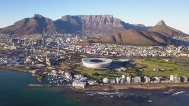 Antenne Über Kapstadt Und Tafelberg Südafrika — Stockvideo