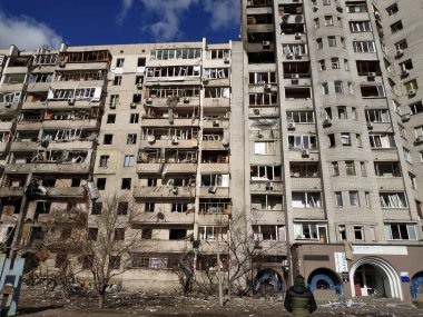 Oleksandra Koshytsya Caddesi 7a, Kyiv. 26 Şubat 2022 Ukrayna