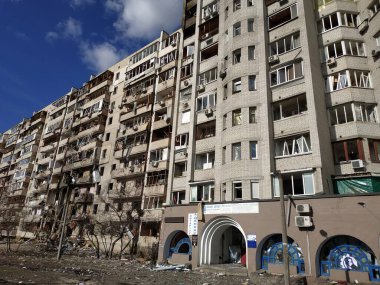 Oleksandra Koshytsya Caddesi 7a, Kyiv. 26 Şubat 2022 Ukrayna