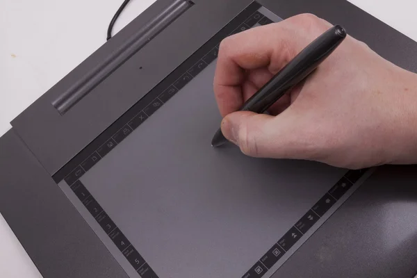 Grafisch tablet pc- en hand — Stockfoto