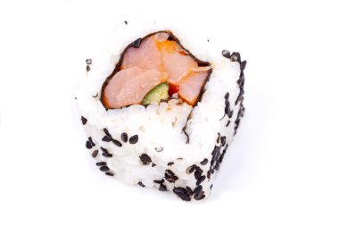 Beyaz arka planda suşi.