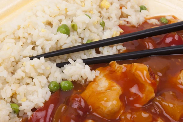Zoetzure Kip met rijst — Stockfoto