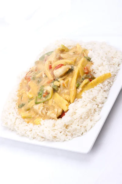 Poulet à la noix de coco avec riz — Photo