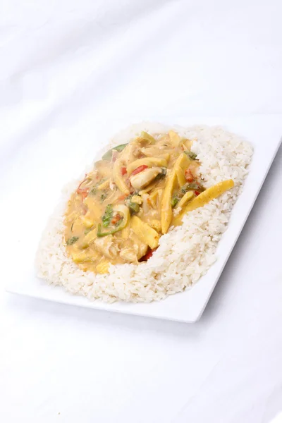 Coconut chicken with rice — Stock Photo, Image