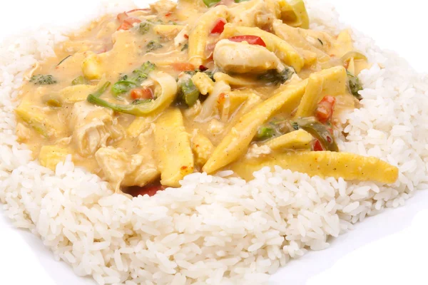 Poulet à la noix de coco avec riz — Photo