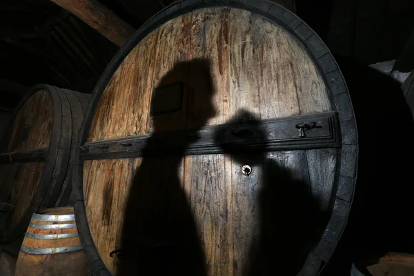 Winemaker şarap tadımı için çalışır.