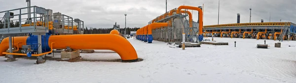 Panorama Gas Compressor Station Winter — Stock Photo, Image