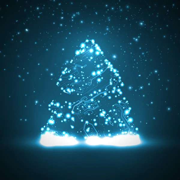 Leiterplatte Hintergrund, Weihnachtsbaum — Stockvektor