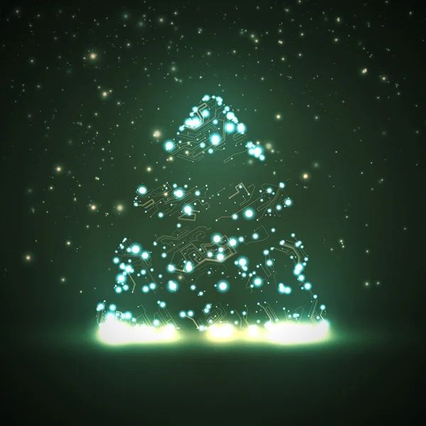 Printplaat achtergrond, kerstboom — Stockvector