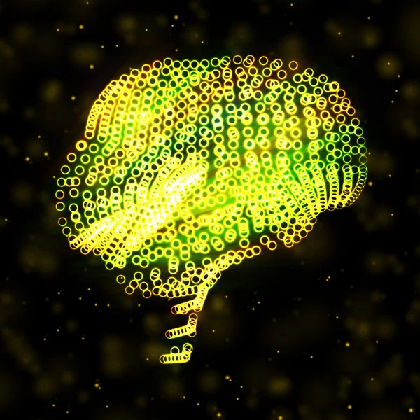 Cerveau néon, illustration abstraite . — Image vectorielle