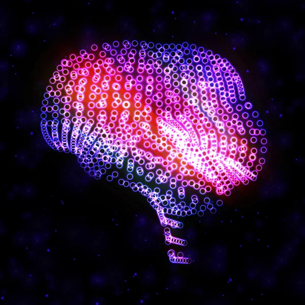 Cerveau néon, illustration abstraite . — Image vectorielle