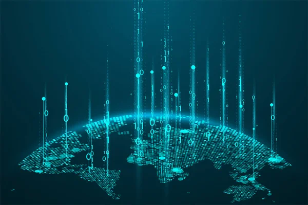 Mapa Del Planeta Abstracto Concepto Gráfico Red Global Visualización Macrodatos — Archivo Imágenes Vectoriales