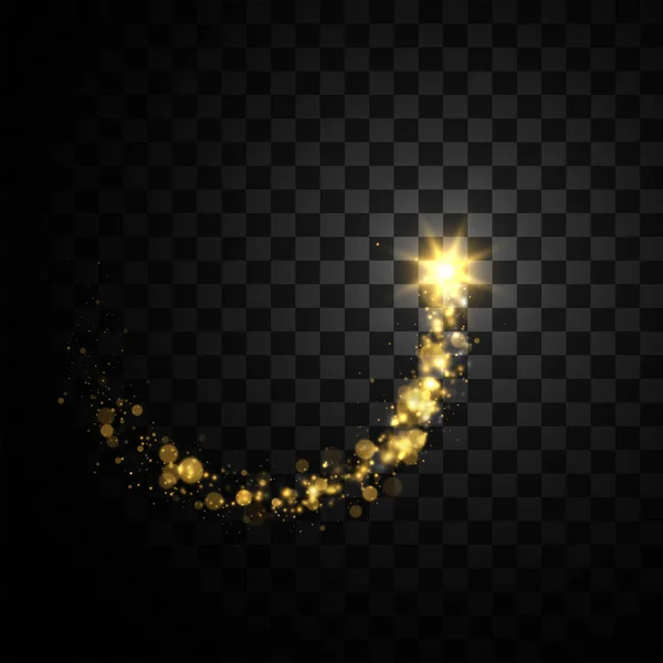 Золоті Блискучі Зоряні Пилові Вогні Ілюстрація Ізольована Фоні Графічна Концепція — стоковий вектор