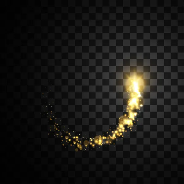 Luces Doradas Polvo Estrellas Brillantes Ilustración Aislada Sobre Fondo Concepto — Vector de stock