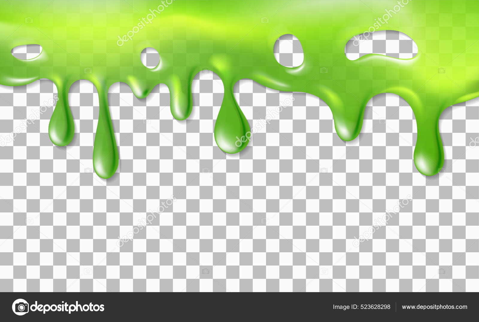 Realistic Green Sticky Slime Illustration Isolated Transparent