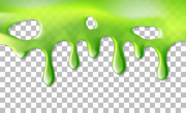 Realistische Groene Sticky Slime Afbeelding Geïsoleerd Transparante Achtergrond Grafisch Concept — Stockvector