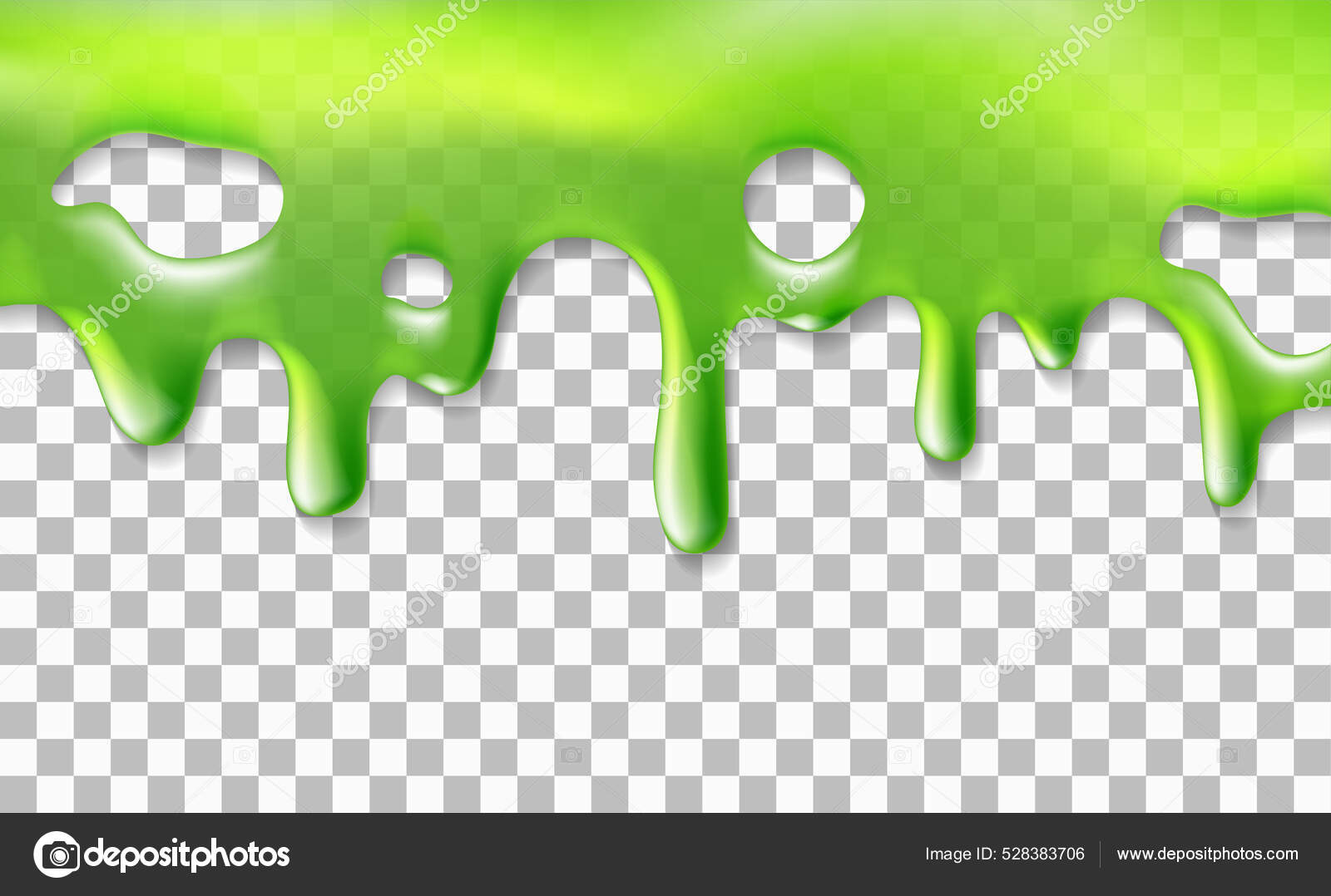 Green slime drip isolated on transparent background. Stock Vector