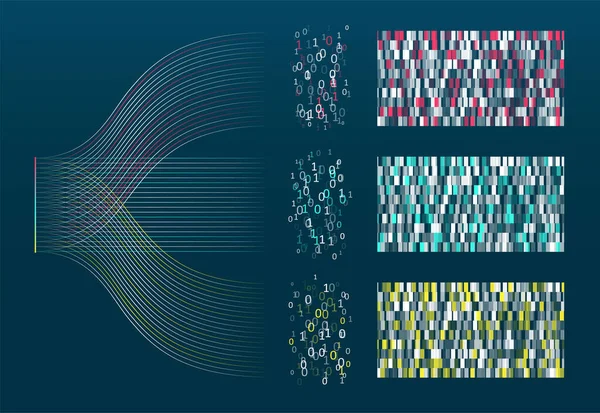 Visualizzazione Astratta Dell Infografica Rappresentazione Codice Big Data Rete Futuristica — Vettoriale Stock