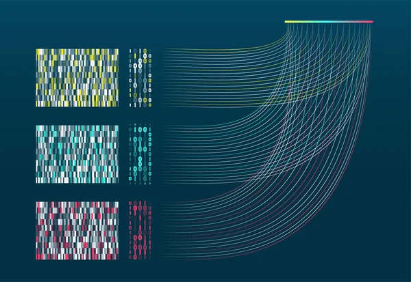 Visualisation Infographique Abstraite Représentation Big Data Code Réseau Futuriste Analyse — Image vectorielle