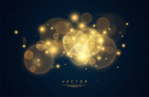 Gouden Gloeiende Lichten Effecten Abstracte Magie Illustratie Grafisch Concept Voor — Stockvector