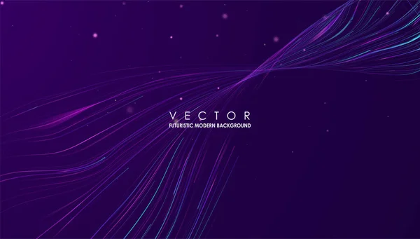 Dynamische Stroom Van Lijnen Deeltjes Abstracte Vectorachtergrond Grafisch Concept Voor — Stockvector