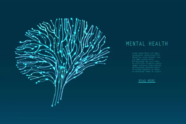 抽象发光的大脑连接 精神健康的科学医学发展 为您的设计提供图形化概念 — 图库矢量图片