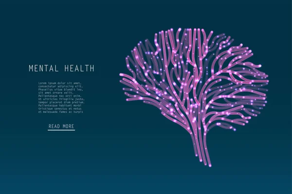 抽象发光的大脑连接 精神健康的科学医学发展 为您的设计提供图形化概念 — 图库矢量图片