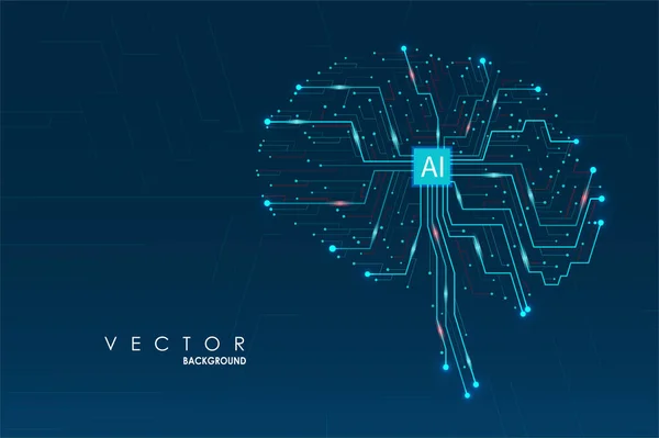 人間の脳の抽象回路基板 技術的な脳と機械学習の概念 あなたのデザインのためのデジタルイノベーション — ストックベクタ